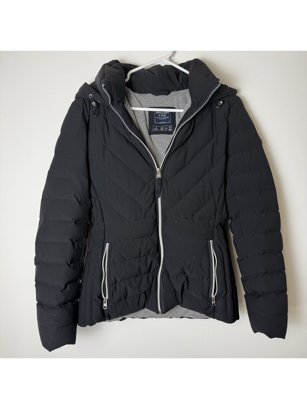 Abercrombie & Fitch Large Duck Down Puffer Jacket Dark Grey Lightweight Quality